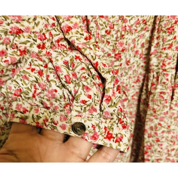 AMERICA EAGLE WOMEN'S TOP SIZE M FLORAL LOG SLEEVES OPEN BACK BOHO PEPLUM TUNIC - Picture 8 of 9